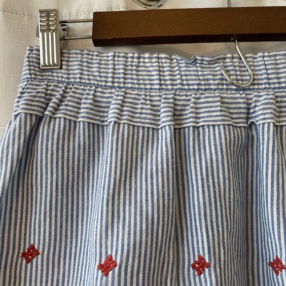 Club Monaco Skirt Blue White Striped Red Embroidered Size Medium 100% Cotton - Picture 6 of 10
